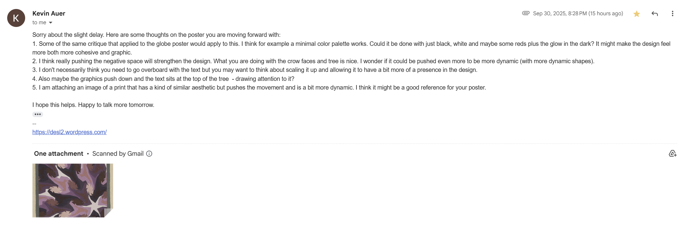 Kevin's response